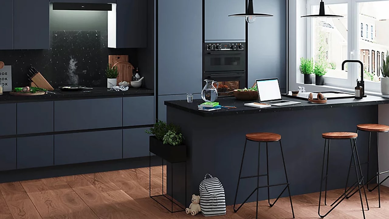 b&q kitchen grey and wooden floor