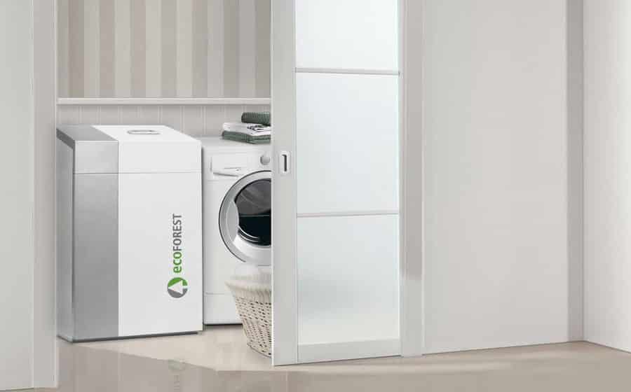 ecoforest ground source heat pump in a utility room