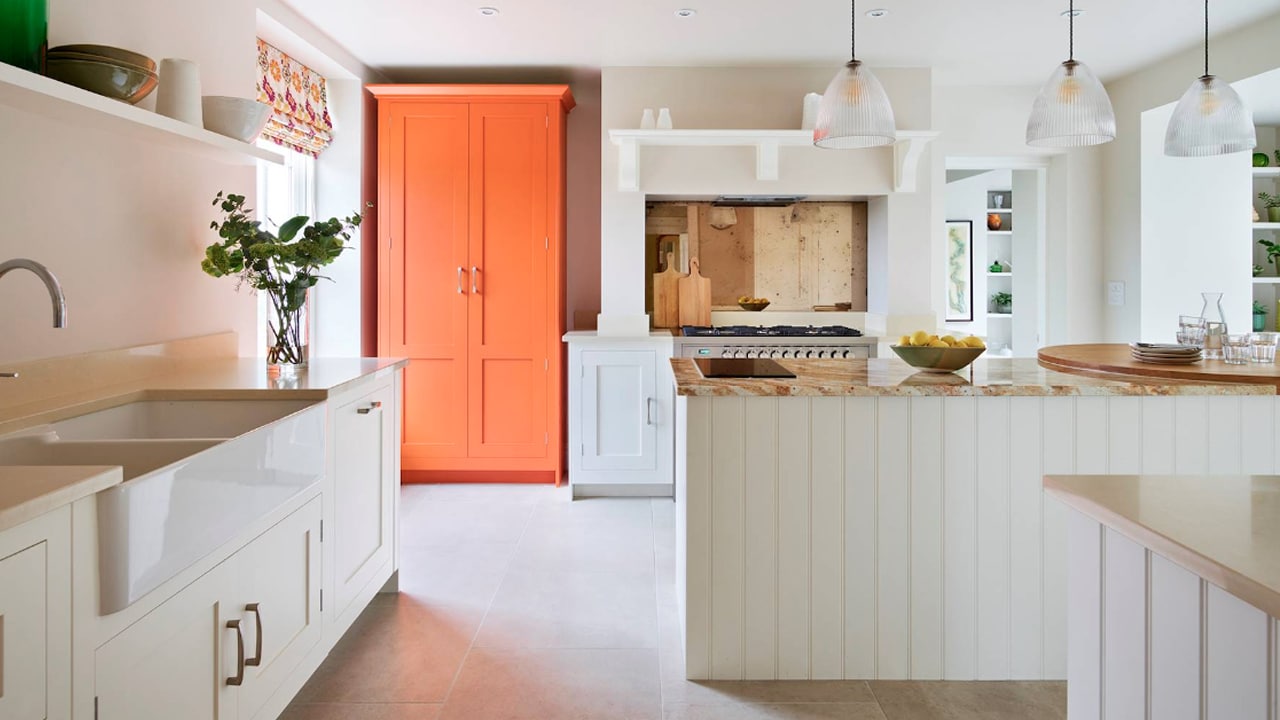 Modern white Shaker kitchen design.
