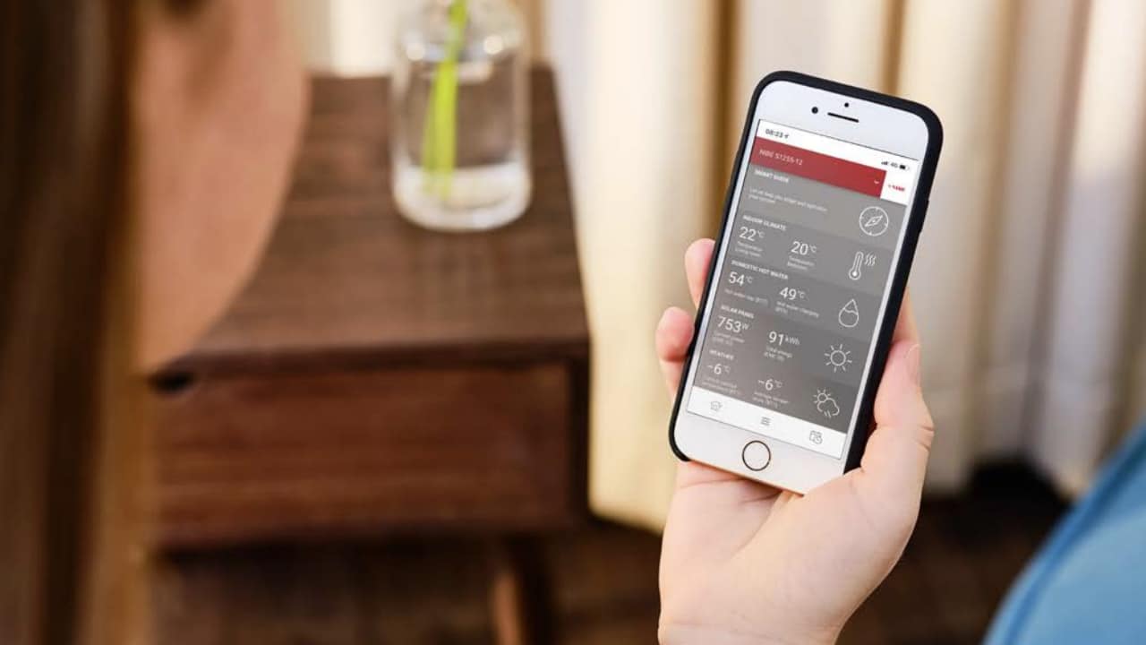 The Nibe S series app on an iphone