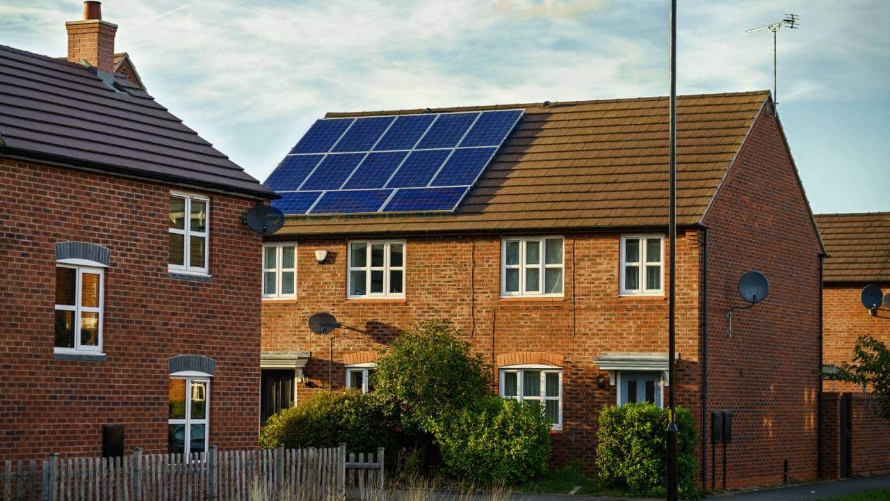 solar panels on brick semi detached house